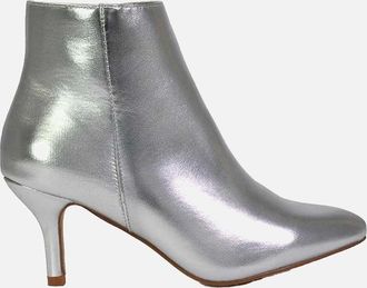 XY London Womens XY London Womens/Ladies Anastsia Metallic Low Zipped High Stiletto Heel Ankle Boots - Silver - Size: 3