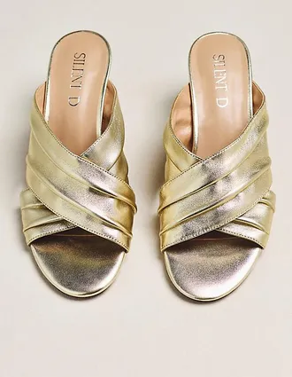 Silent D Kemmy X-Strap Mule Heels