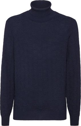 Philipp Plein Truien & Vesten, Heren, Blauw, 2Xl, Wol, Turtle Neck Monogram