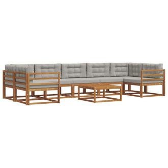 vidaXL Conjunto De Sof&aacute;s De Exterior 8 Pcs Gris Natural Y Claro Vidaxl