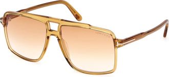 Tom Ford Stijlvolle zonnebril Ft 1177 Kemp 39F - Heren - Zonnebrillen - Geel - 59 MM - Accessoires