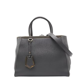 Fendi Gray Leather Shoulder Bag Tote Bag (Pre-Owned)