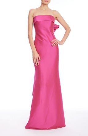 Badgley Mischka Bow Strapless Mermaid Gown in Hot Fuchsia at Nordstrom, Size 2