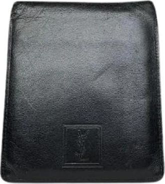 Saint Laurent Pre-owned Vintage Fold Wallet - Dames - Vintage Accessoires - Zwart - ONE Size - Leer - Vintage