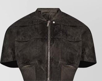Rick Owens denim cropped short-sleeve bomber jacket