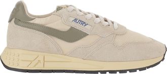 Autry Ivory/Green Padded Heel Running Sneakers
