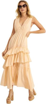 LoveShackFancy Jordie Maxi Jurk - Dames - Maxi kleedjes - Beige - S - Kleedjes