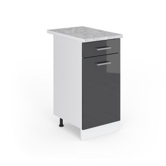 Vicco Mueble Bajo Universal R-line, Antracita Alto Brillo, 40 Cm Con Caj&oacute;n, Con Encimera, Vicco