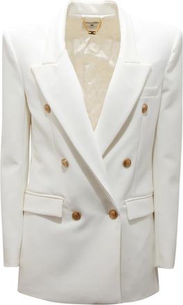 Elisabetta Franchi Giaccia Doppiopetto WO Jacket - Dames - Blazers - Wit - S - Satijn - Jassen