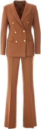 Tagliatore Double-Breasted Suit - Dames - Business pakken - Bruin - S - Wol - Kostuums