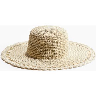 H&M Straw Hat in Light Beige at Nordstrom, Size Medium