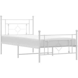 vidaXL Giroletto con Testiera e Pediera Metallo Bianco 100x190 cm - Vidaxl