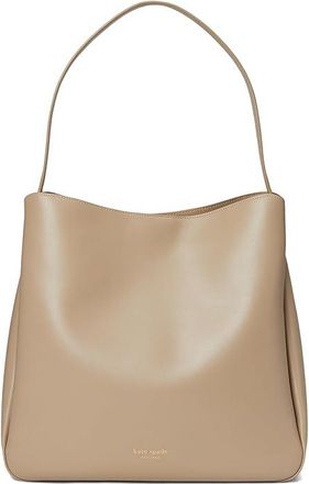Kate Spade New York Grace Hobo Bag Shoulder Womens Handbags Timeless Taupe, Leather