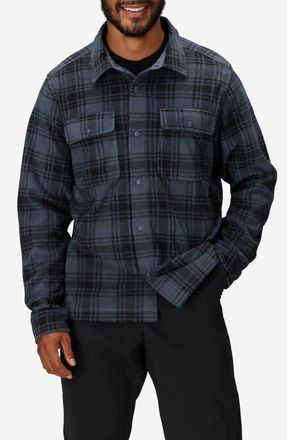 Marmot Felton Long Sleeve Fleece Snap-Up Shirt in Thunderhead Plaid at Nordstrom, Size Xx-Large