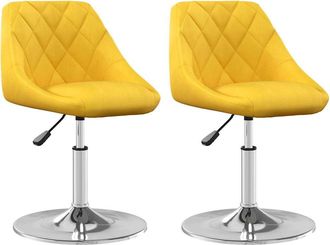 vidaXL Sillas De Comedor Giratorias 2 Uds Terciopelo Amarillo Mostaza Vidaxl