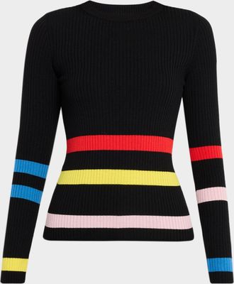 Akris Striped Rib Knit Crewneck Sweater