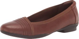 Clarks Womens Sara Erin Ballet Flat, Tan Leather, 7 UK