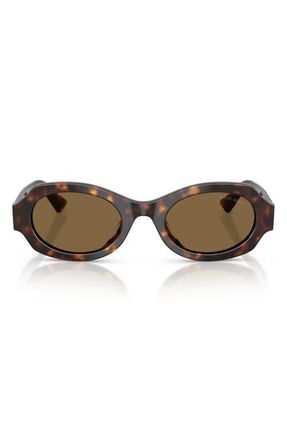 A|X Armani Exchange 49mm Irregular Oval Sunglasses in Havana /Brown at Nordstrom