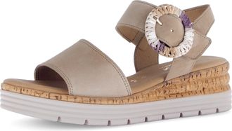 Gabor Keilsandalette GABOR GENUA, Damen, Gr. 35, beige (sand), Ziegenveloursleder, unifarben, Schuhe Keilsandalette, Sommerschuh, Riemchensandale, Komfortsc
