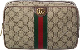 Gucci Gg Savoy Medium Gg Supreme Canvas & Leather Toiletry Case