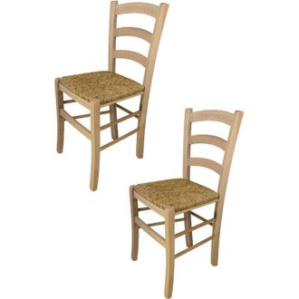 Tommychairs Tommychairs - Set 2 sedie modello Venezia per cucina bar e sala da pranzo, robusta struttura in legno di faggio levigato, non trattato, 100% naturale