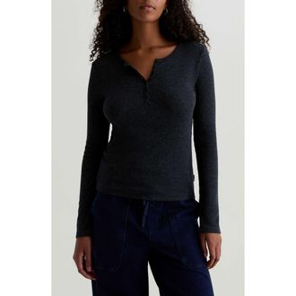 AG - Adriano Goldschmied Jessa Henley Top in Heather Charcoal at Nordstrom, Size X-Small