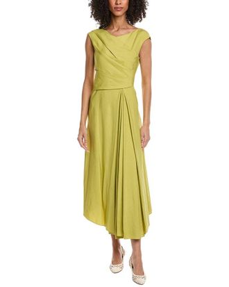 Lafayette 148 New York Drape Silk & Linen-Blend Midi Dress