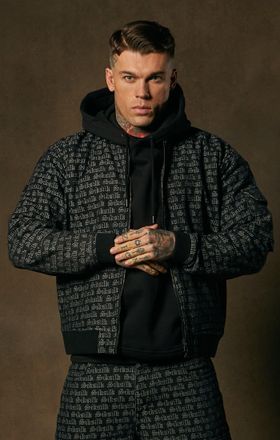 Siksilk Chaqueta bomber de denim negra para hombre SikSilk XL