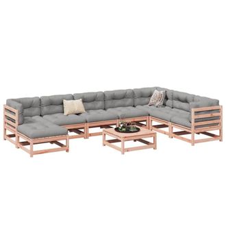 Berkfield Home 9 Piece Garden Sofa Set Solid Wood Douglas Fir in Brown