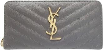 Saint Laurent Pre-owned Wallets, female, Gray, Size: ONE SIZE Pre-owned Vintage Long Wallet (bi-fold)