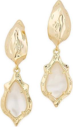 Kendra Scott Adriana Scallop Frame Huggie Womens Earrings Earring Gold Natural Mother-of-Pearl, Brass