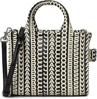 Marc Jacobs The Monogram Leather Crossbody Tote Bag Handbags Black/White