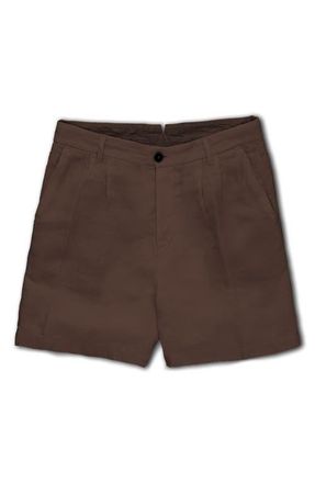 Fortela Beachshort Linen Bermuda Pleated Trousers in Brown at Nordstrom, Size 36 Eu