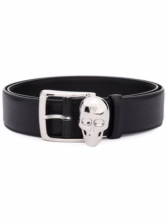 Philipp Plein skull-appliqu&eacute; leather belt - Black