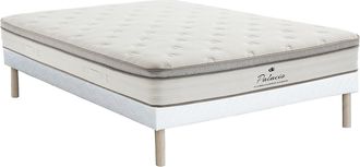 Vente-Unique Conjunto 140 x 190 cm somier tapizado + colch&oacute;n de muelles ensacados 7 zonas recepci&oacute;n TPE grosor 28cm - ONEBIA de PALACIO