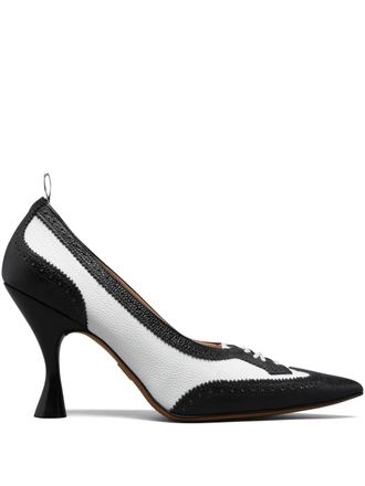 Thom Browne wingtip pebble-grain pumps - women - Calf Leather/Calf Leather/Goat Skin/Calf Leather - 40 - Black