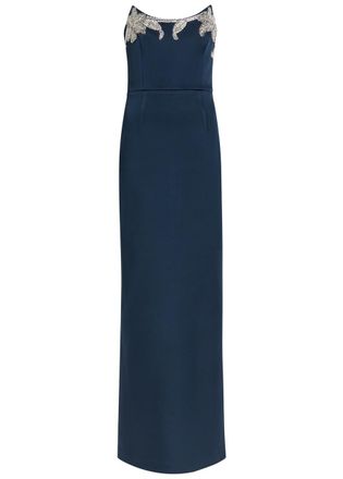 Rebecca Vallance Lessa Embellished Duchess-satin Gown - Navy - 12 (UK12 / M)