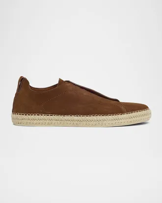 Ermenegildo Zegna Men & apos;s Triple Stitch Suede Espadrille Sneakers
