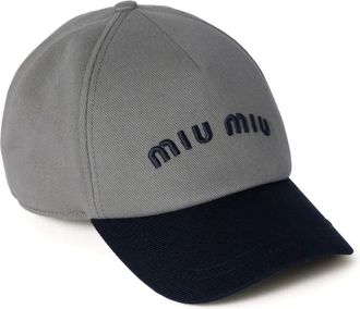 Miu Miu Cappello da baseball in drill - Grigio