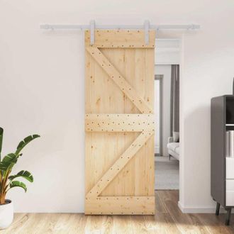 vidaXL Vidaxl - Puerta Corredera Con Herrajes Madera Maciza De Pino 80x210 Cm