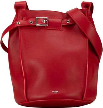 Celine Pre-owned Bolso Grande de Cuero Tipo Cubo Cruzado - Pre-owned - Mujer - Rojo - ONE SIZE