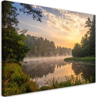 Feeby Impresi&oacute;n De Imagen, Lago Bosque Niebla Paisaje, 100x70