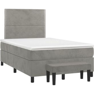 vidaXL Vidaxl - Cama Box Spring Con Colch&oacute;n Terciopelo Gris Claro 120x190 Cm