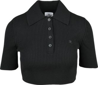 Courr&egrave;ges Truien & Vesten, Dames, Zwart, L, Polyester, Polo van Gebreide Stof