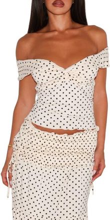 Tiger Mist Denali Off the Shoulder Polka Dot Top in White Polka Dot at Nordstrom, Size Xx-Small