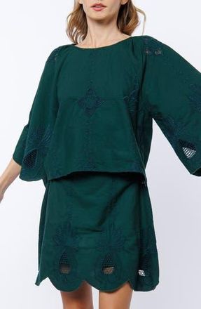 Ciebon Roxanne Embroidered Cotton Top in Green at Nordstrom Rack, Size Large