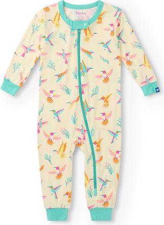 Hatley Kids Springtime Hummingbird Zip-Up Romper in Yellow at Nordstrom, Size 12-18M