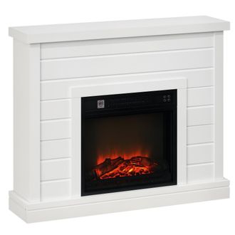 OEM Chimenea El&eacute;ctrica 1800w Con Efecto De Llama Mando A Distancia Temporizador Semanal Para Sala 30 M&sup2; Blanco