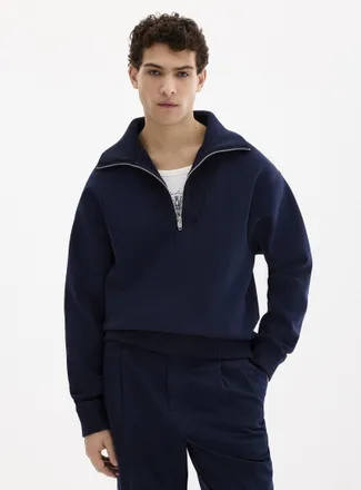 Le 31 Mens Zipped funnel-neck sweatshirt Comfort fit