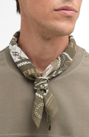 Barbour Heritage Print Cotton Bandana Scarf in Mid Olive at Nordstrom